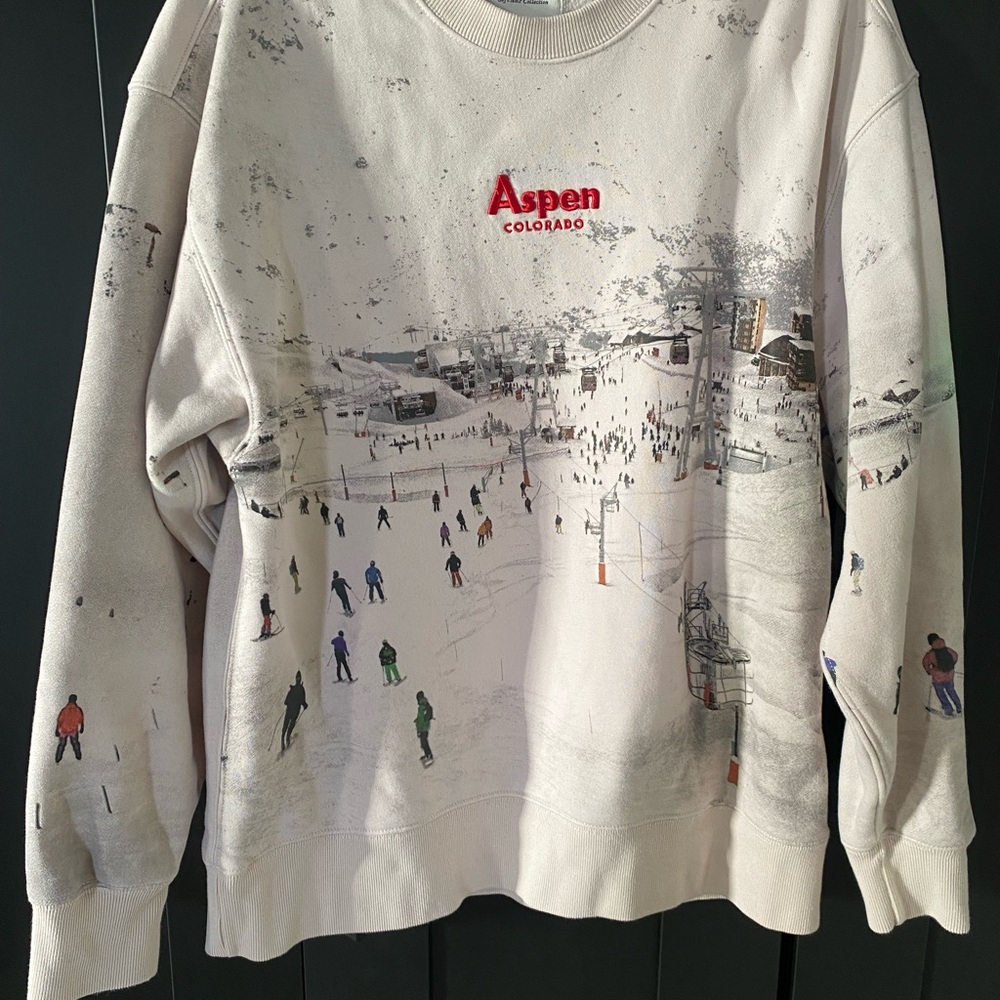 Abercrombie & Fitch Cream Ski Scene Crewneck Sweater